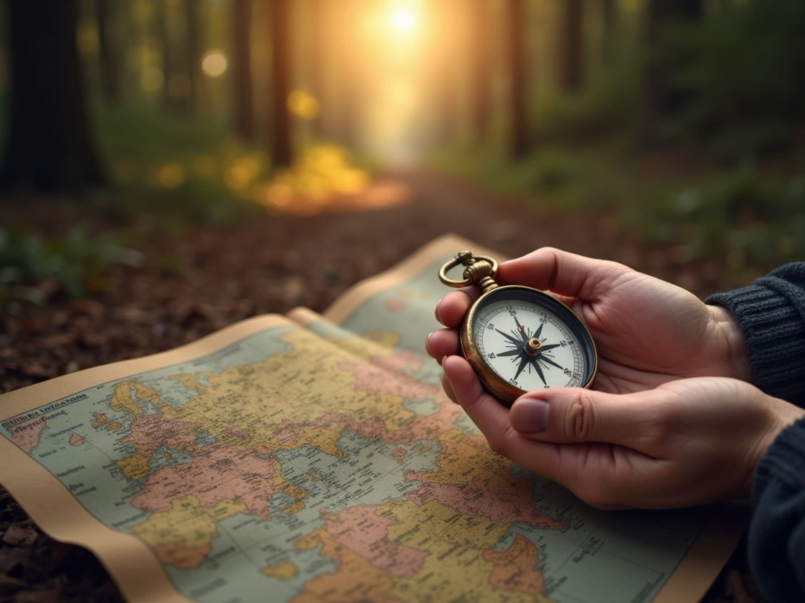 Brújula antigua sobre un mapa estelar